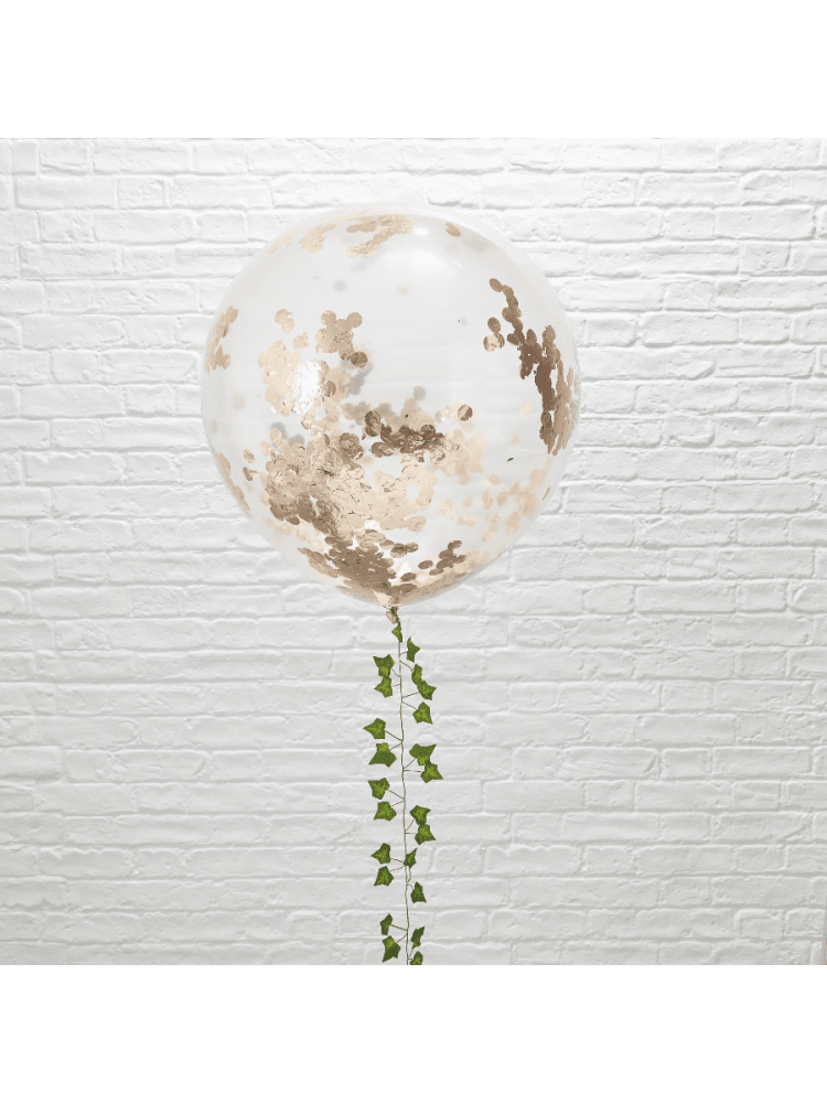 Ginger Ray BB-311 Beautiful Botanics 3 Globos Confetti Rosa Dorado main product photo