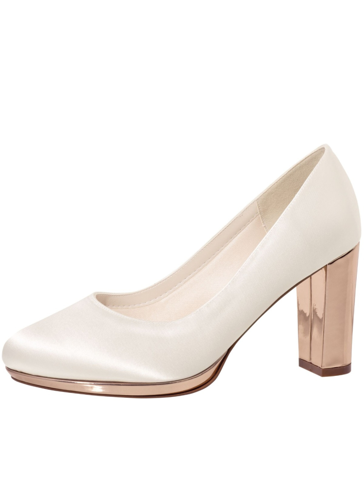 Rainbow Club Clair Zapatos de novia Marfil Satín Rosegold main product photo