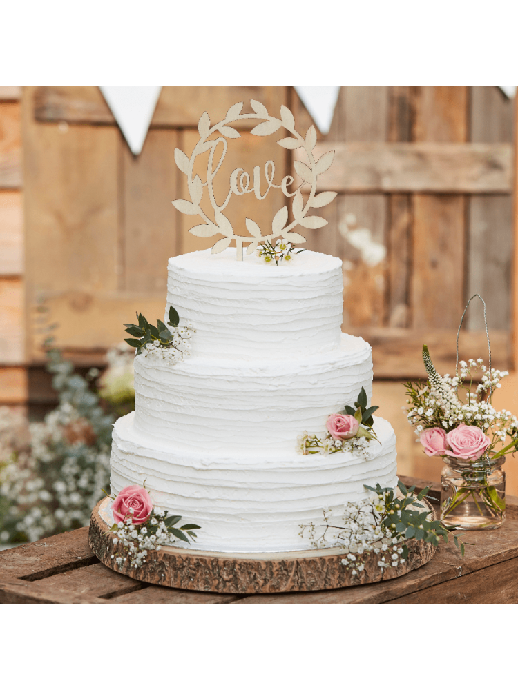 Ginger Ray CW-234 Rústico Country | Adorno de madera para tarta de boda "Love" main product photo