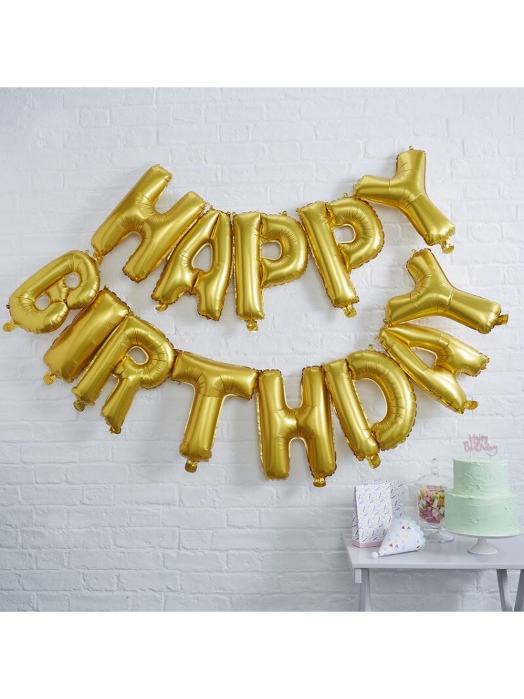 Ginger Ray PM-956 Pick & Mix - Globos Dorados "Happy Birthday" main product photo