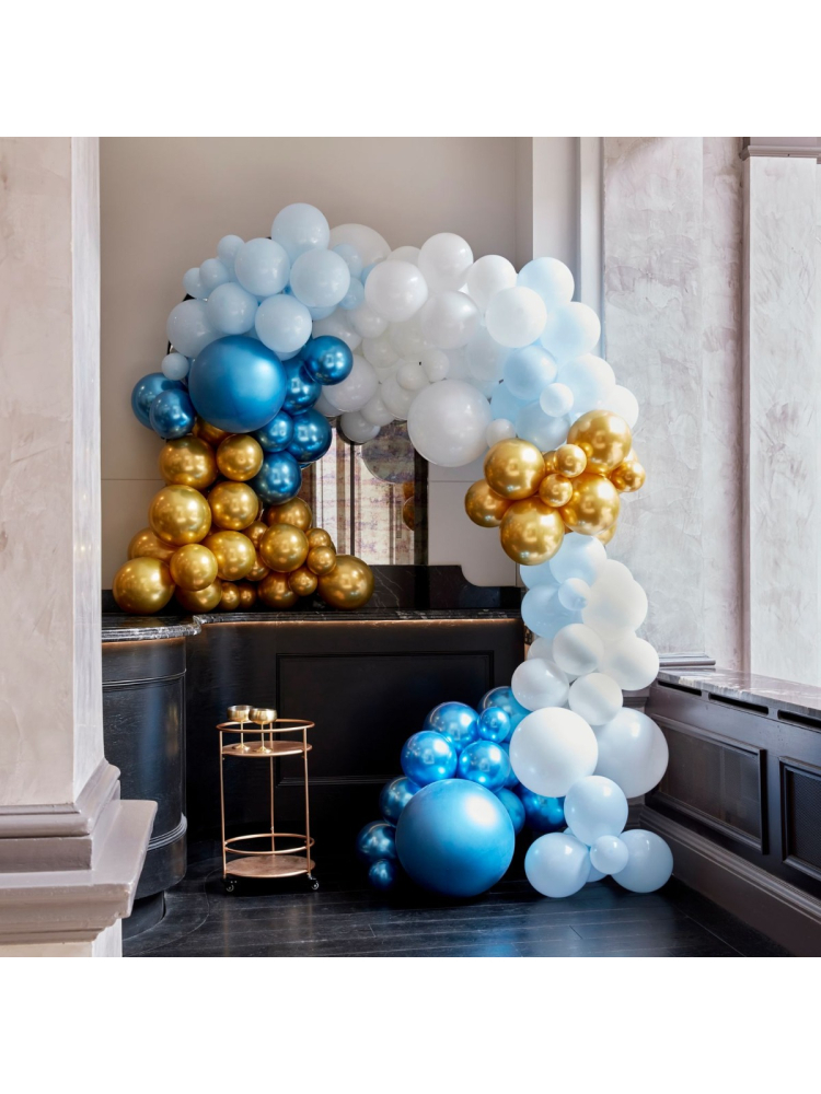 Ginger Ray BA-323 Ballon-Arch- Arco de Globos Azul y Cromo Dorado main product photo