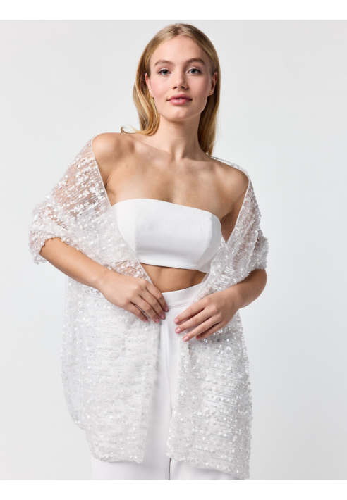 Poirier  ST-75320 Ivory - Estola con piedras y lentejuelas ()