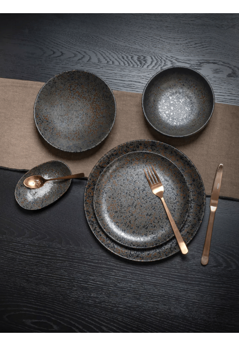 POMAX – OSAWA – Juego de cubiertos 16 piezas 18/10 – Acero inoxidable – Cobre