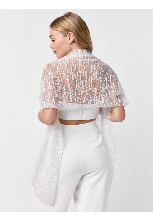 Poirier  ST-75320 Ivory - Estola con piedras y lentejuelas