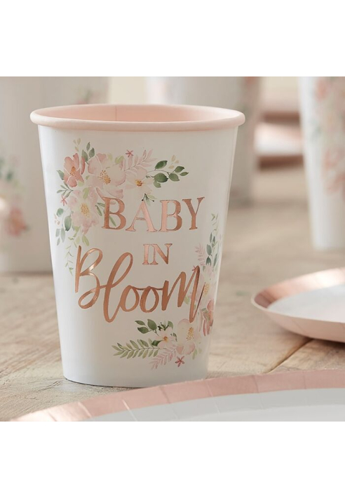 Ginger Ray BL-116 Floral - Vasos de Baby Shower ()