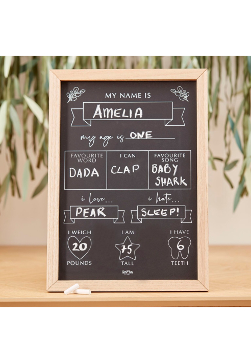 Ginger Ray BAB-105 Botanic Baby - Pizarra de recuerdo botánicos para bebés ()