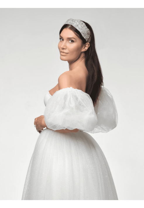 Poirier SL-003 Mangas abullonadas tul purpurina