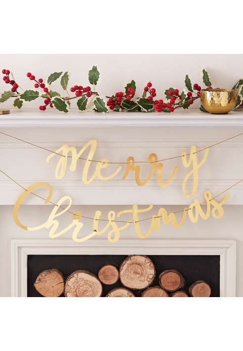 Ginger Ray TRAD-311 Tradicional Touches - Guirnalda de Feliz Navidad