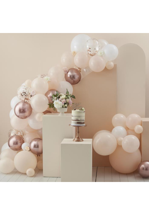 Ginger Ray BL-104 Floral Baby-  Arco de Globos Bebé Durazno y  Rosa Dorado