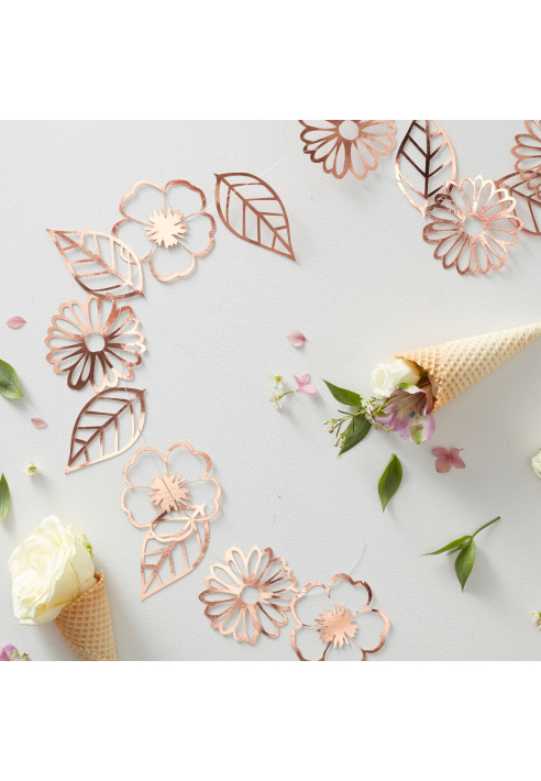 Ginger Ray DF-807 Ditsy Floral - Guirnalda Floral Rosa Dorado