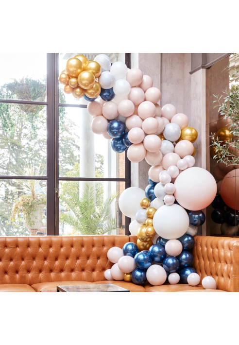 Ginger Ray BA-324 Ballon Arch - Arco de Globos de Mármol, Gris y Dorado Cromado