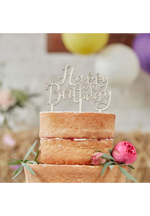 Ginger Ray BH-762 - Adorno de madera para tarta de feliz cumpleaños ()