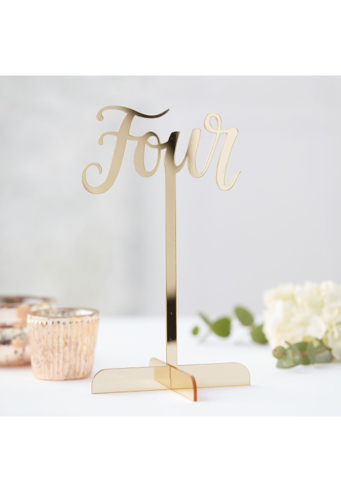Ginger Ray GO-116 Gold Wedding Numeros de Mesa Acrilico Dorado ()