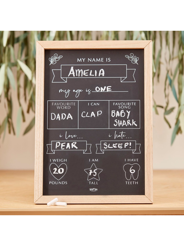 Ginger Ray BAB-105 Botanic Baby - Pizarra de recuerdo botánicos para bebés main product photo