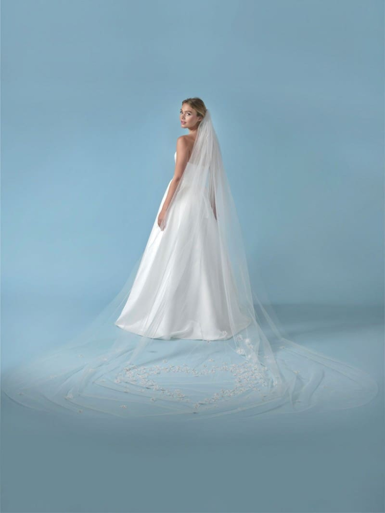 Poirier S433-350-MED Velo corazón 3D flores y strass main product photo