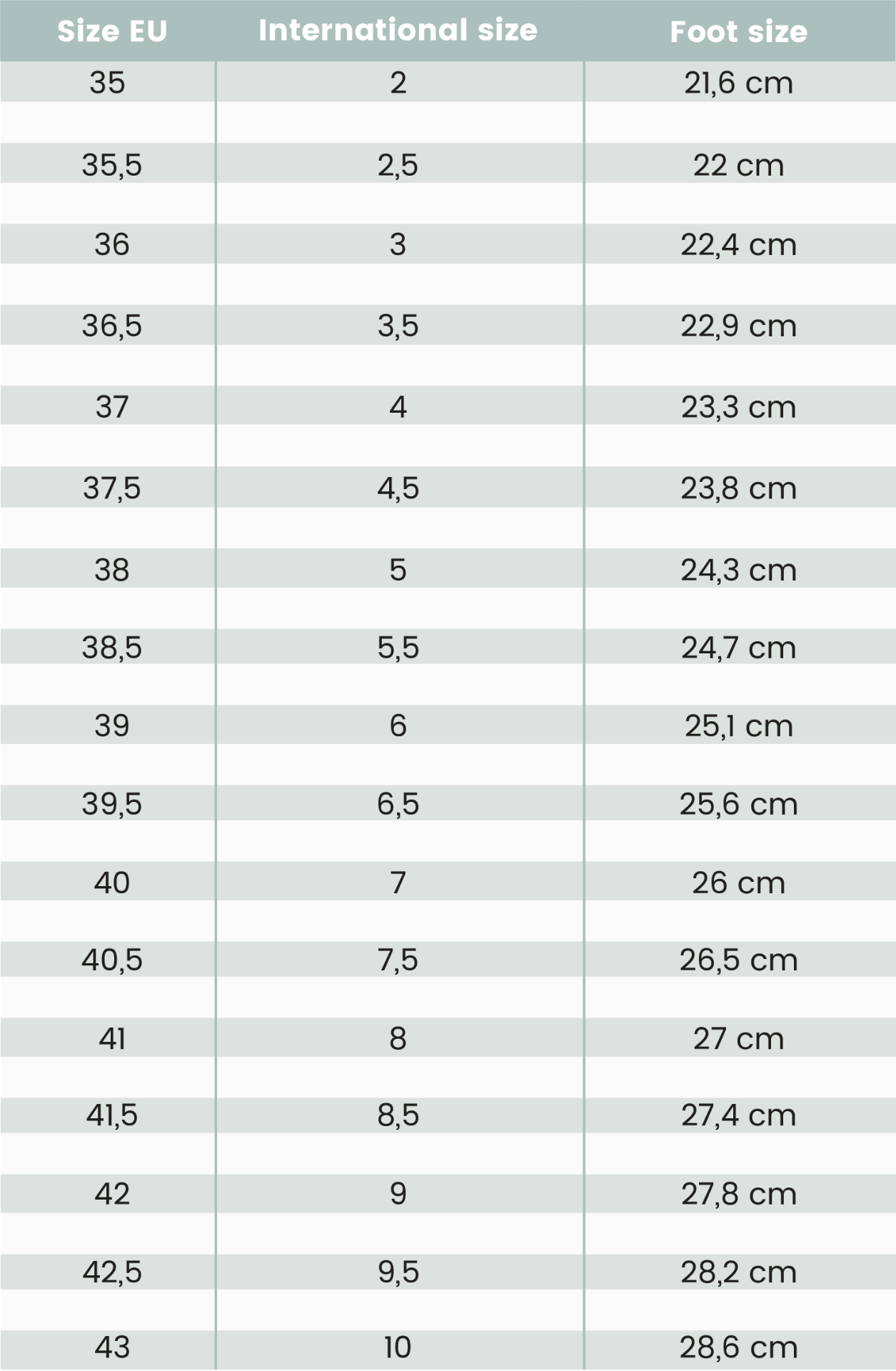 Bridal Shoe Size Chart Rainbow Club & Fiarucci